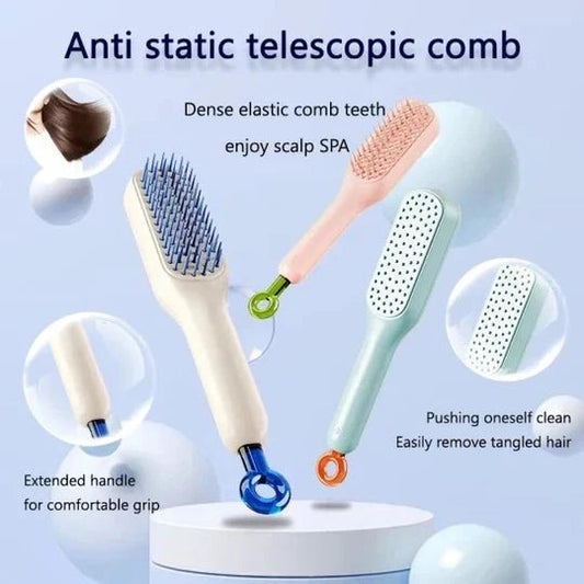 Self Cleaning Hair Brush - Mega Bazzar Pk