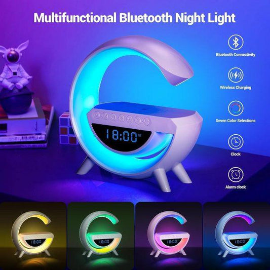 G Shaped Lamp – Bluetooth Speaker - Wireless Charger & Digital Clock(bt - 3401) - Mega Bazzar Pk
