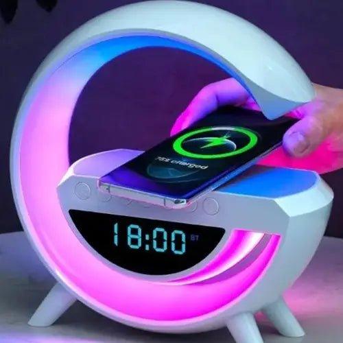 G Shaped Lamp – Bluetooth Speaker - Wireless Charger & Digital Clock(bt - 3401) - Mega Bazzar Pk
