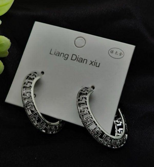 mported Exquisite Antique - style Crescent Hoop Earrings - Mega Bazzar Pk