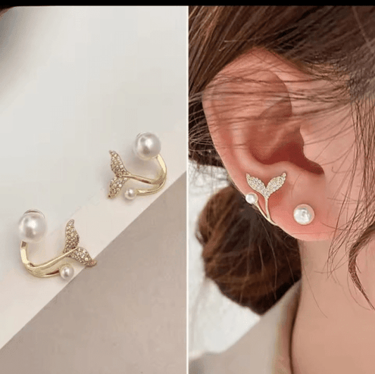Korean Golden Fishtail Fashion Stud - Mega Bazzar Pk