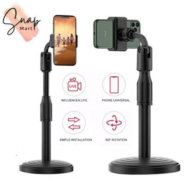 Multifunction Mobile Tripod Stand Mini Tripod Stand Mobile Holder Adjustable Height & Angle Phone Holder - Mega Bazzar Pk