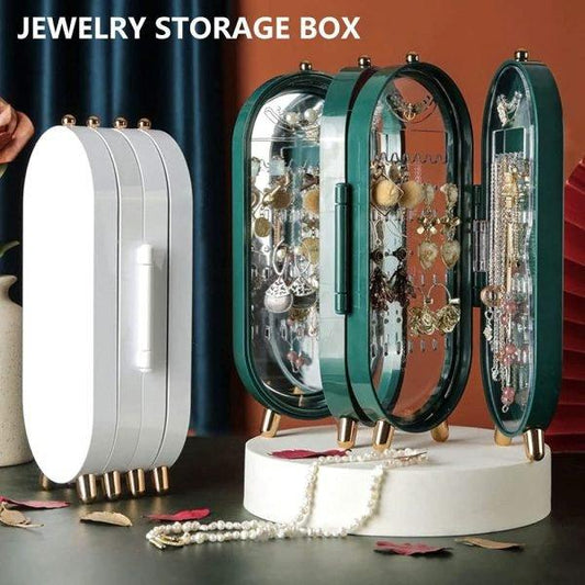 Screen Folding Jewelry Box | Jewelry Cabinet Organizer With Mirror - Mega Bazzar Pk