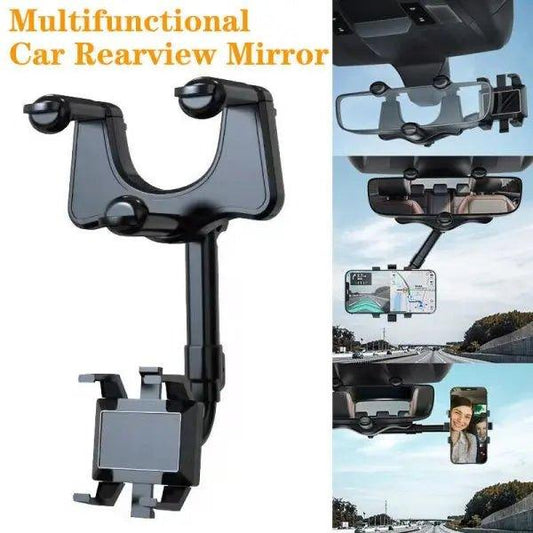 Spin Mirror Mobile Holder | Rearview Mirror Phone Holder For Car - Mega Bazzar Pk