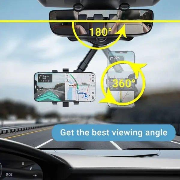 Spin Mirror Mobile Holder | Rearview Mirror Phone Holder For Car - Mega Bazzar Pk